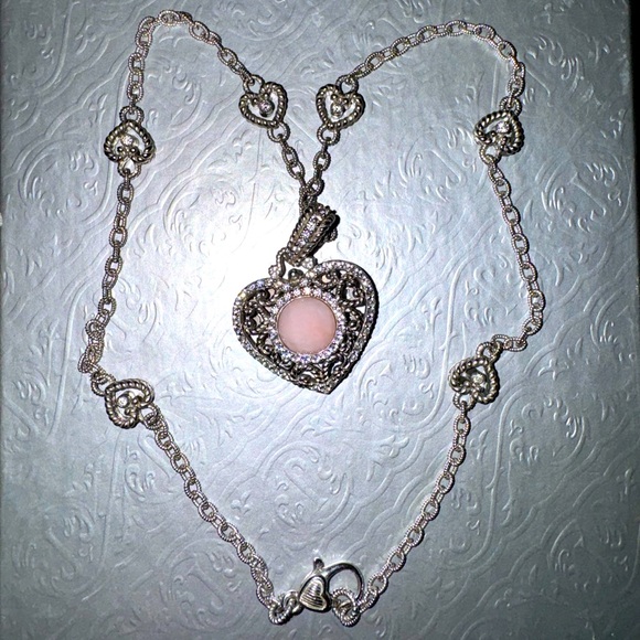 Vintage Judith Ripka 925 sterling silver and CZ heart charm necklace - Picture 2 of 12